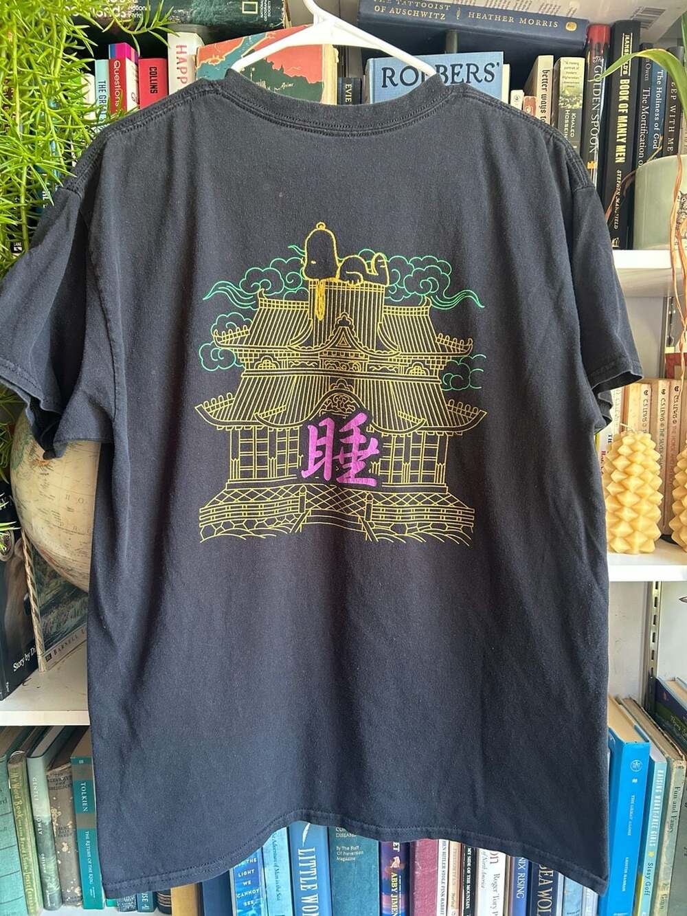 Peanuts Snoopy Temple Graphic Black T-Shirt Size Large